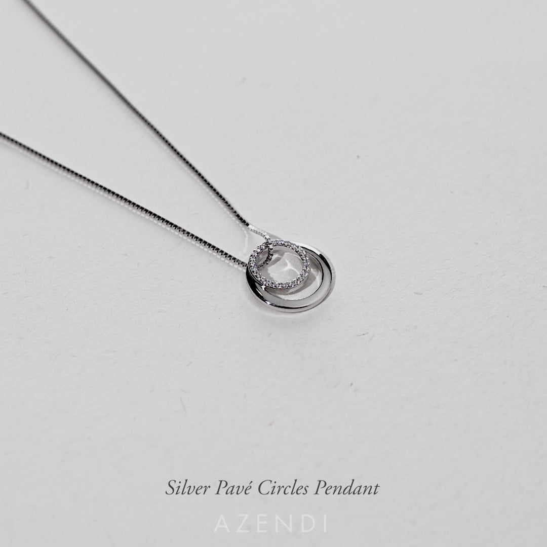 Silver Pavé Circles Pendant