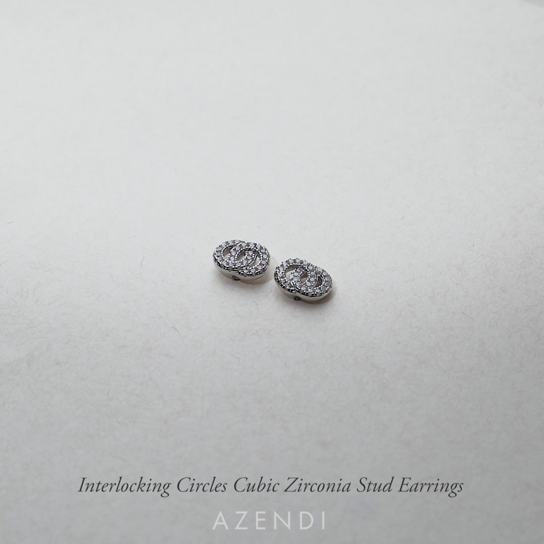 Interlocking Circles Cubic Zirconia Stud Earrings