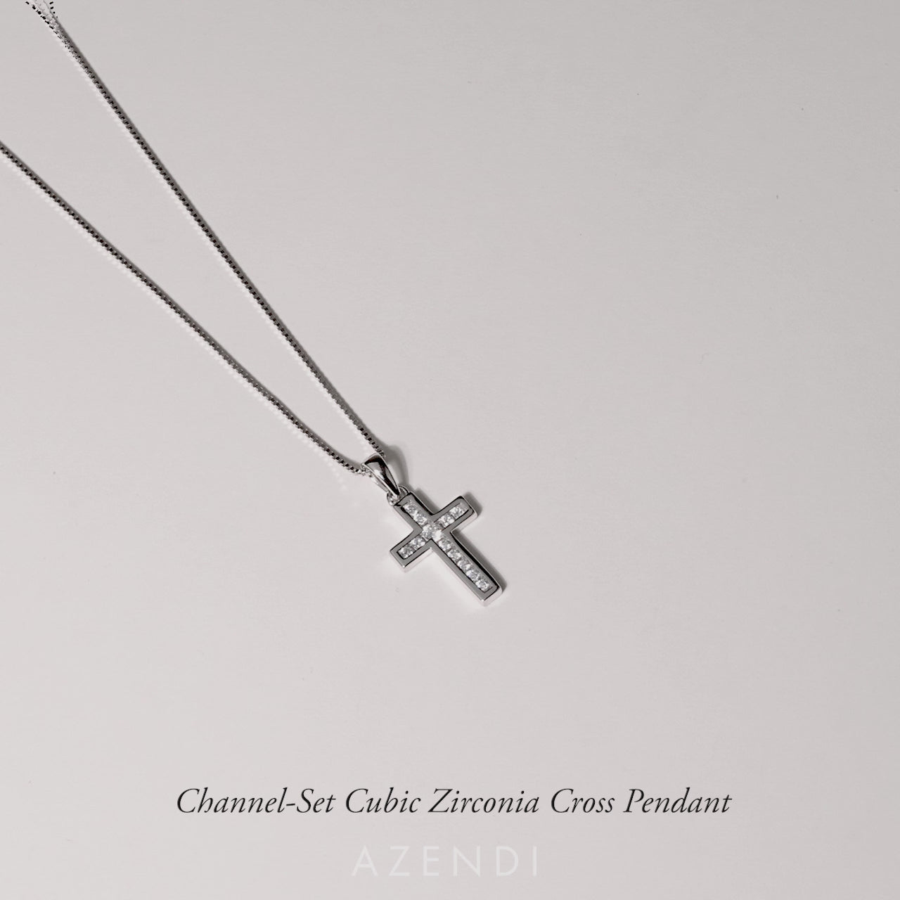 Silver & Channel-Set Cubic Zirconia Cross Pendant