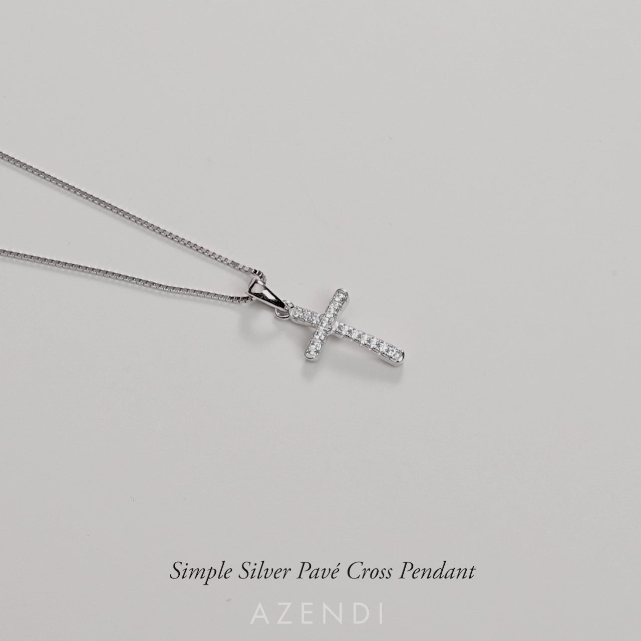 Simple Silver Pavé Cross Pendant
