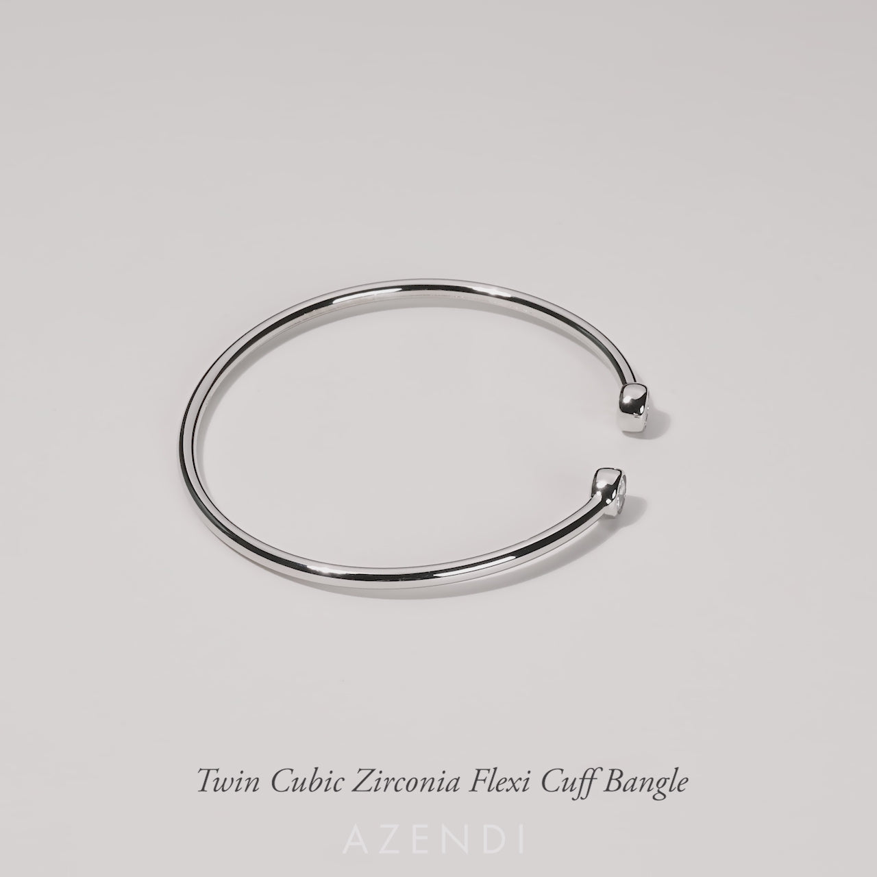 Silver & Cubic Zirconia Flexi Cuff Bangle