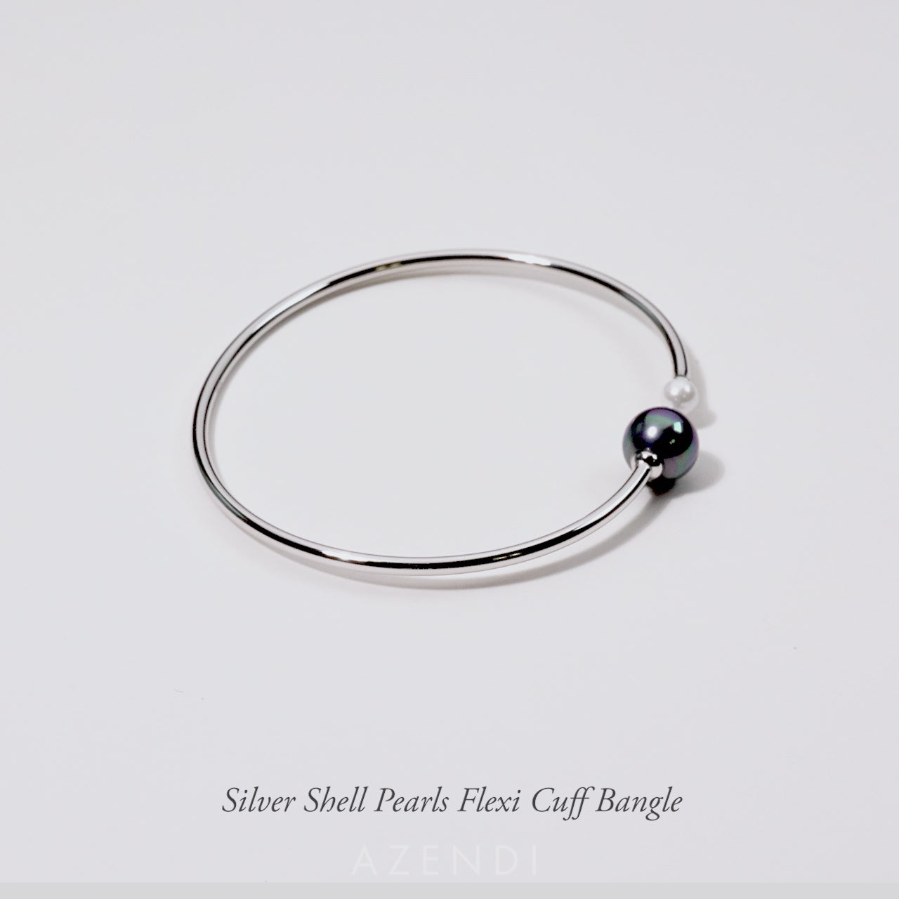 Silver Shell Pearls Flexi Cuff Bangle