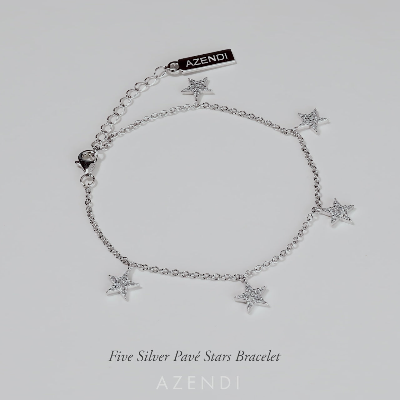 Five Silver Pavé Stars Bracelet