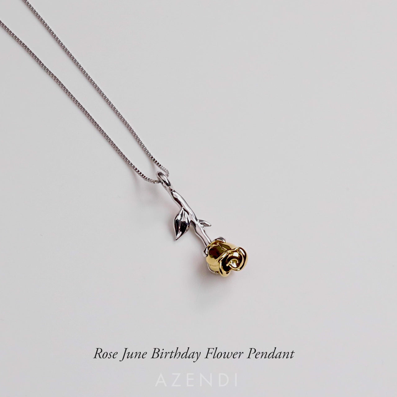 Rose June Birthday Flower Pendant