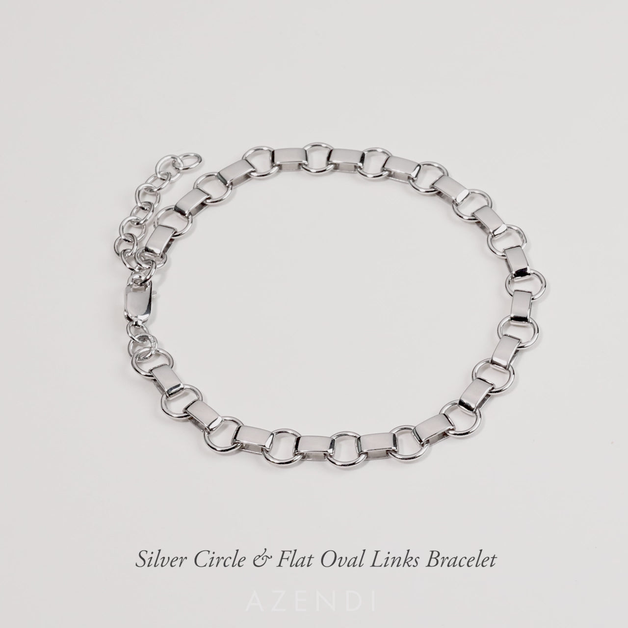 Silver Circle & Flat Oval Links Bracelet