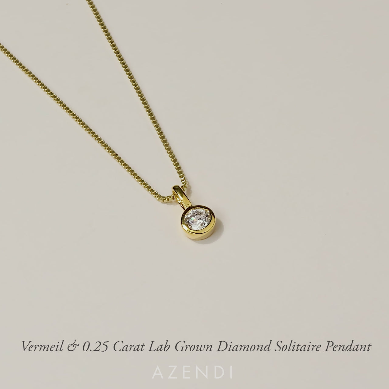 Gold Vermeil & 0.25 Carat Lab Grown Diamond Solitaire Pendant