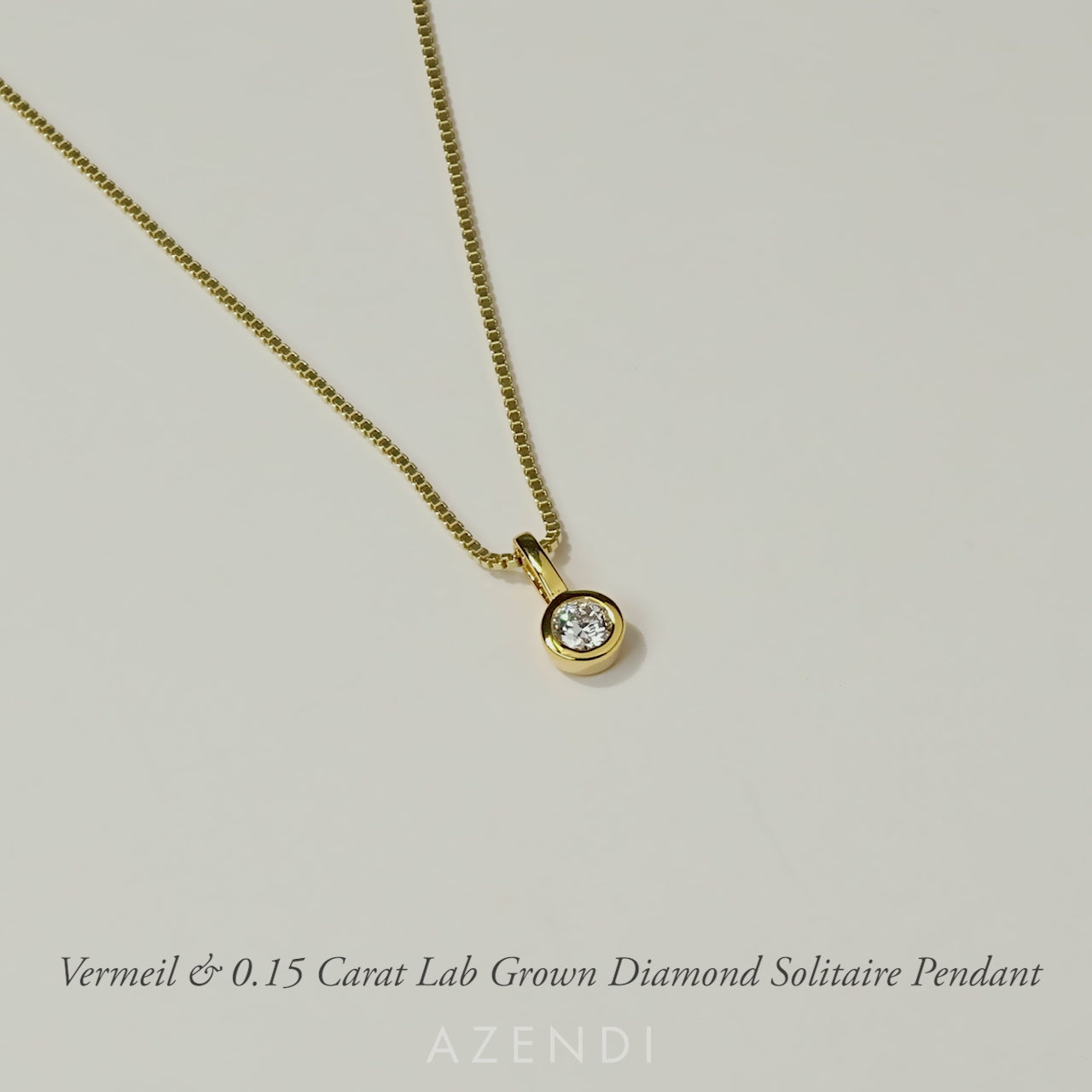 Gold Vermeil & 0.15 Carat Lab Grown Diamond Solitaire Pendant