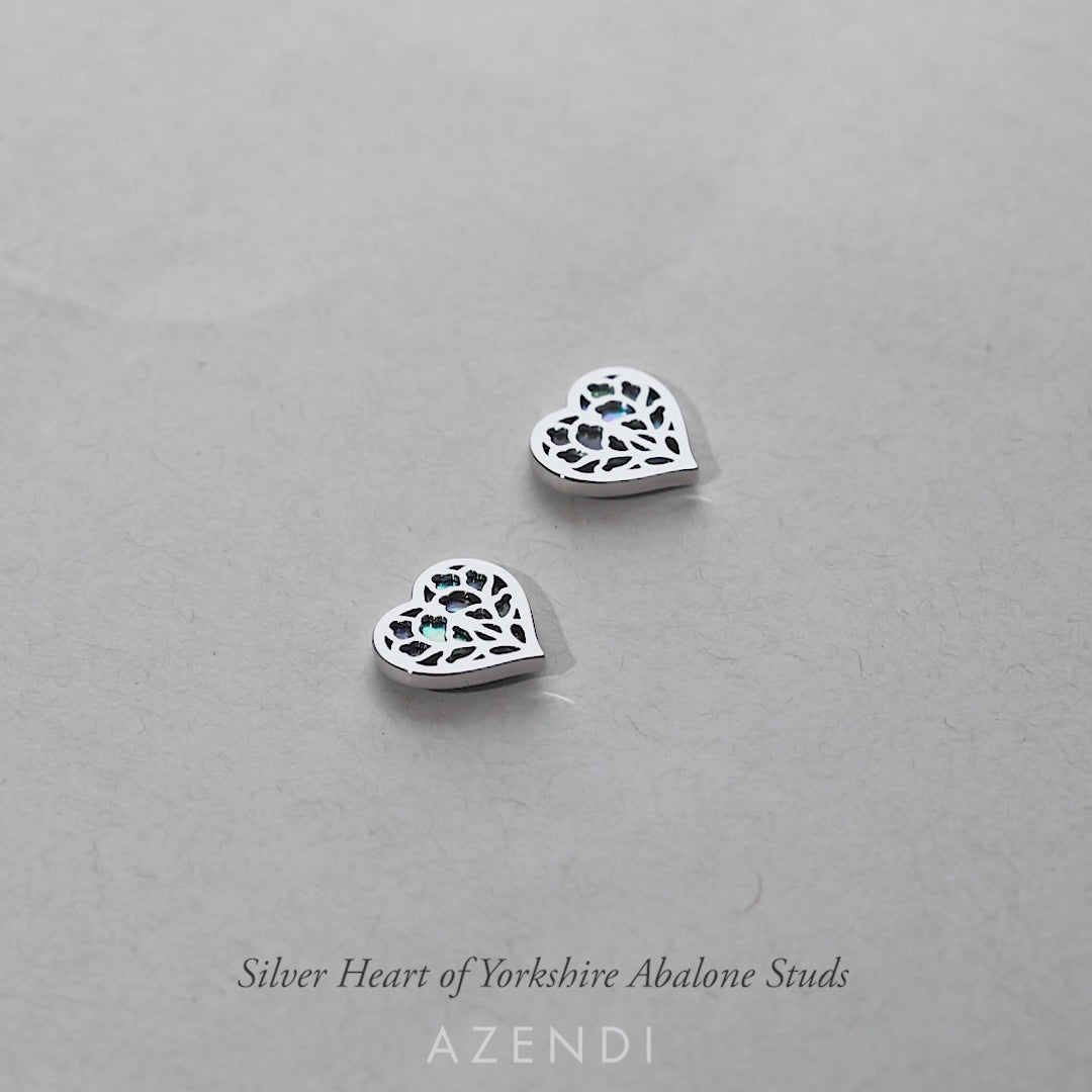 Silver Heart of Yorkshire Abalone Studs