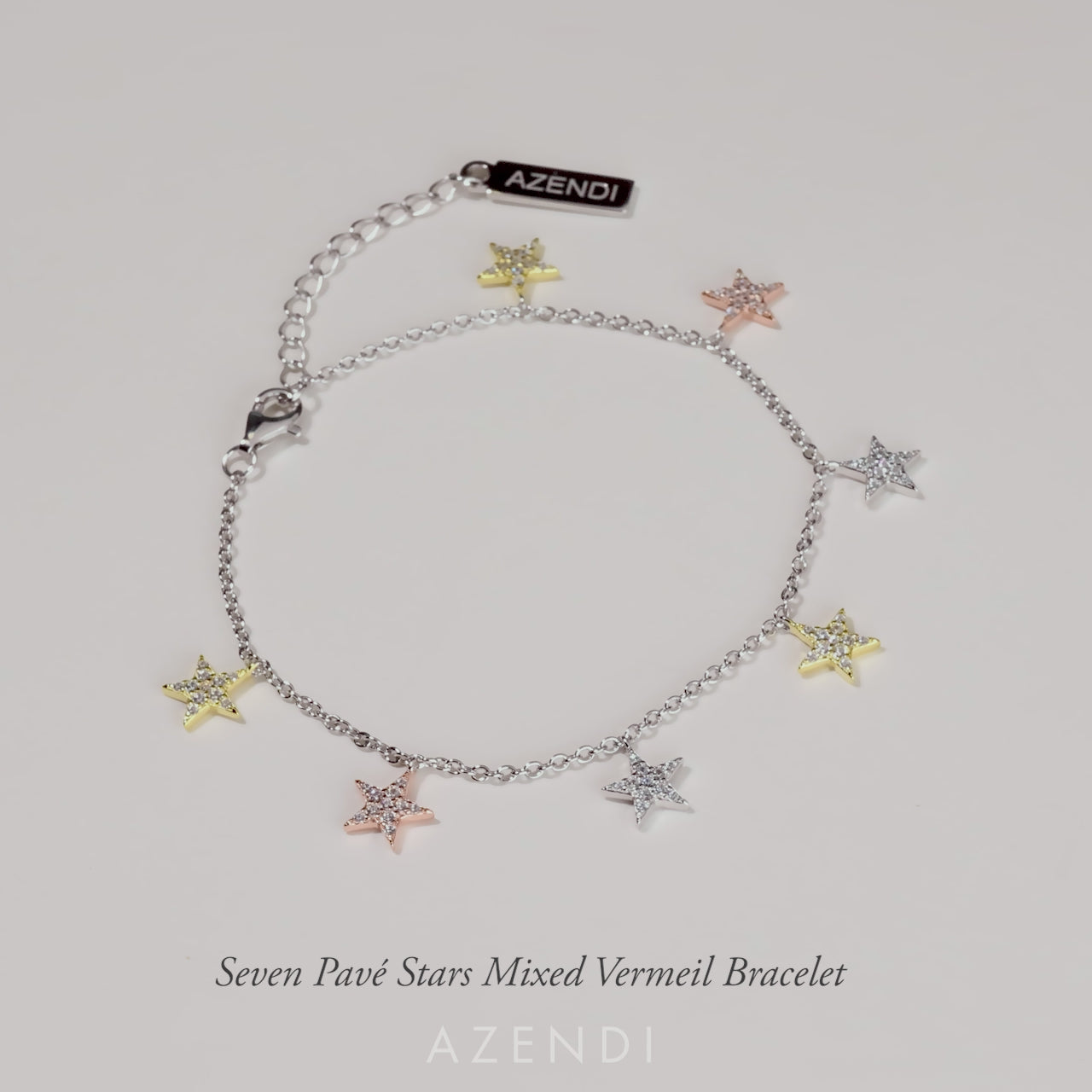 Seven Pavé Stars Mixed Vermeil Bracelet