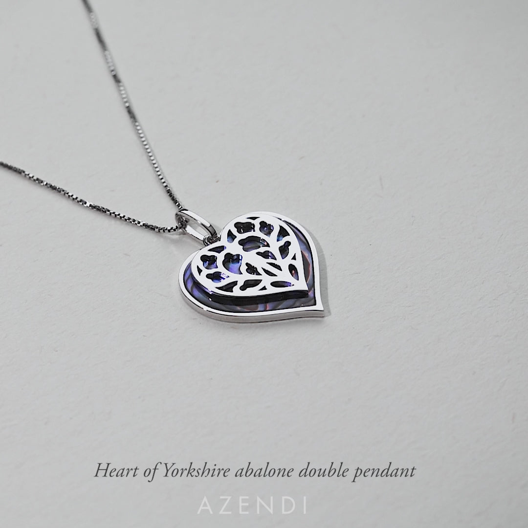 Silver Heart of Yorkshire Abalone Double Pendant