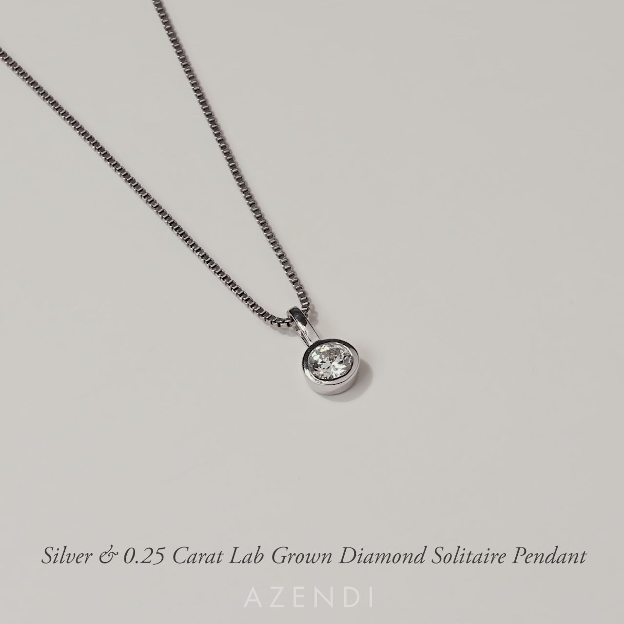 Sterling Silver & 0.25 Carat Lab Grown Diamond Solitaire Pendant
