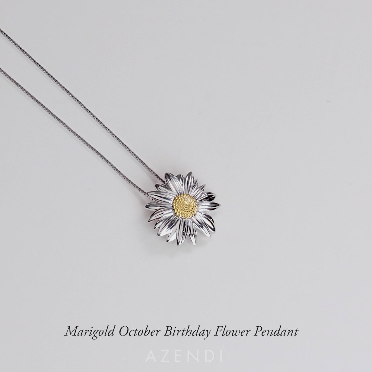 Marigold October Birthday Flower Pendant