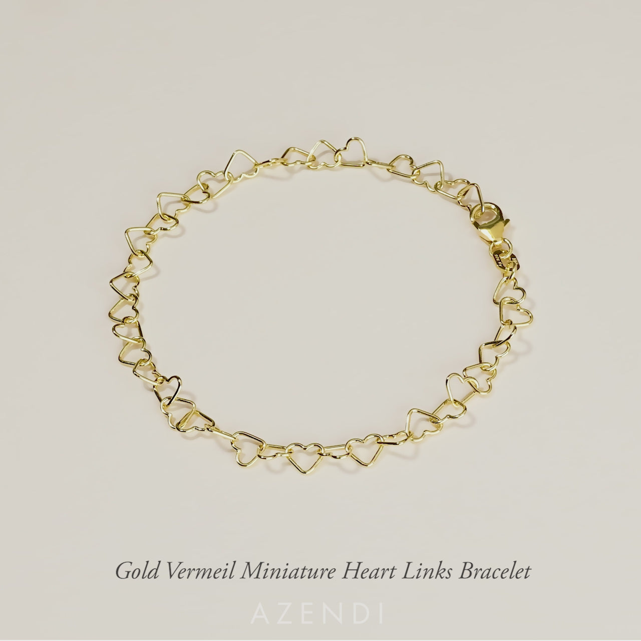 Gold Vermeil Miniature Heart Links Bracelet