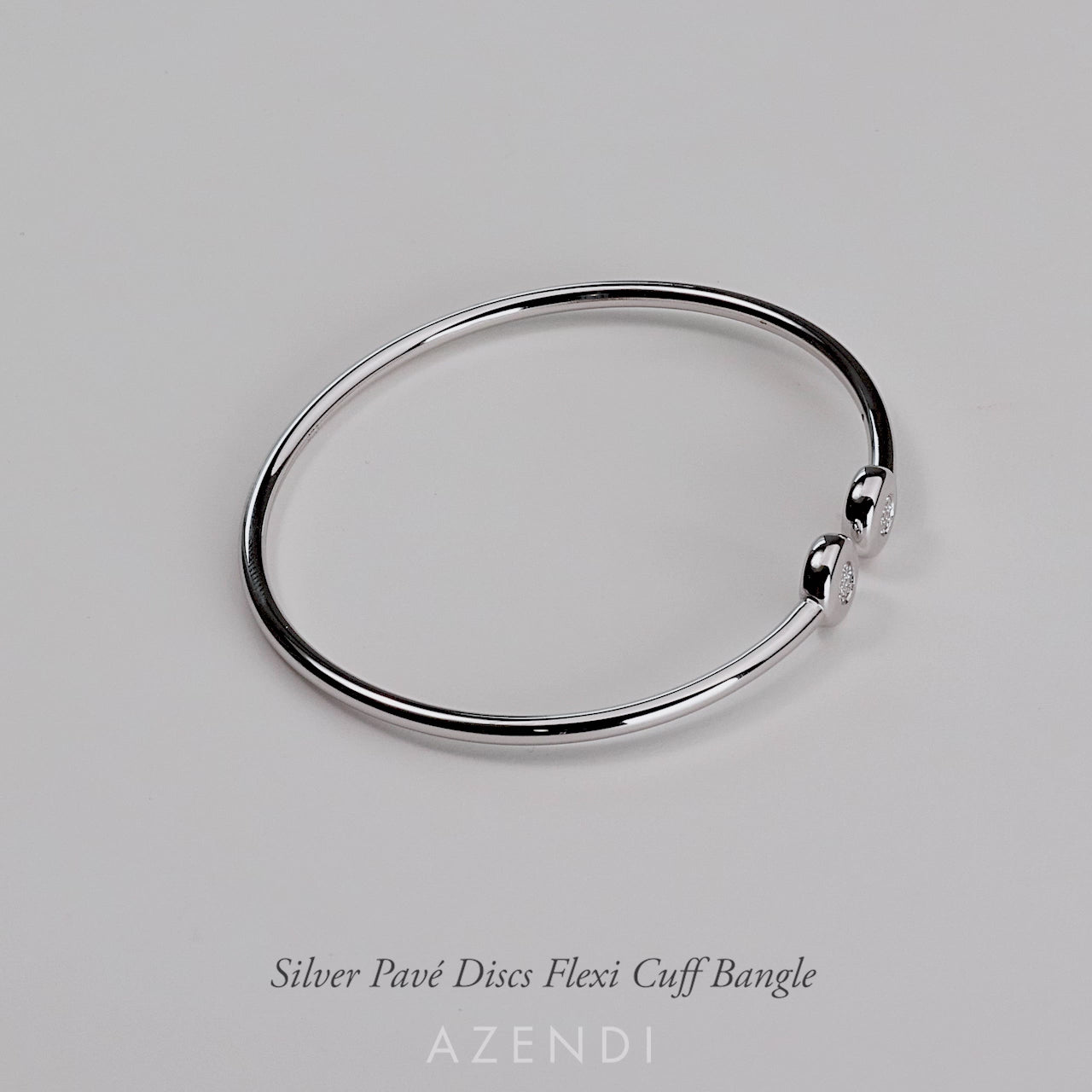Silver Pavé Discs Flexi Cuff Bangle