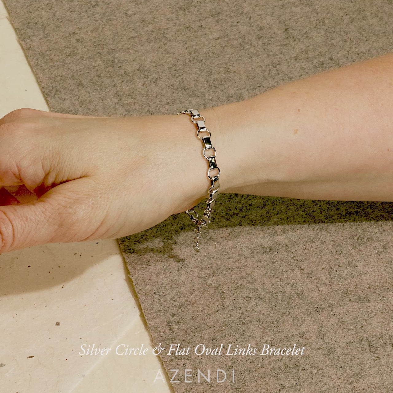 Silver Circle & Flat Oval Links Bracelet