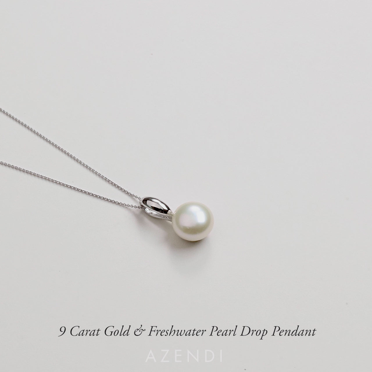 9 Carat White Gold & Freshwater Pearl Drop Pendant
