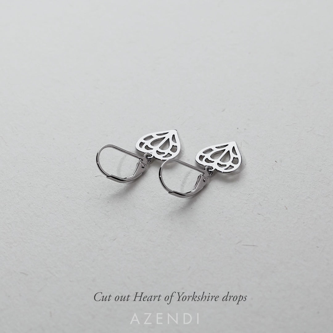 Silver Cut-Out Heart of Yorkshire Drop Earrings