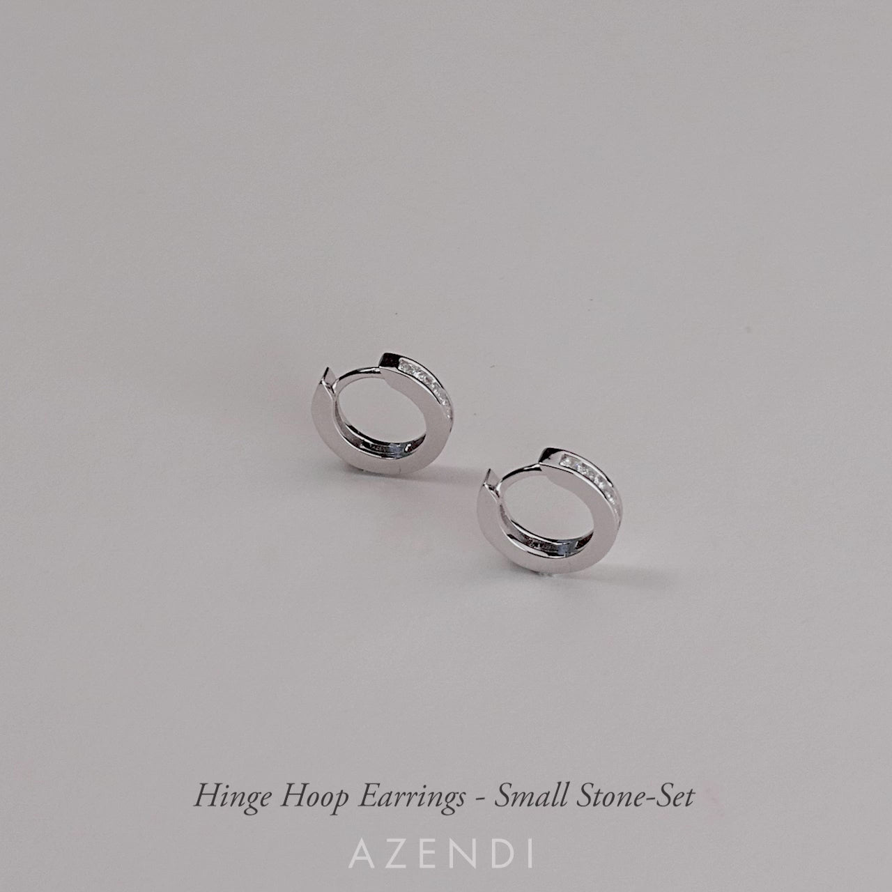 Hinge Hoop Earrings - Small Stone-Set