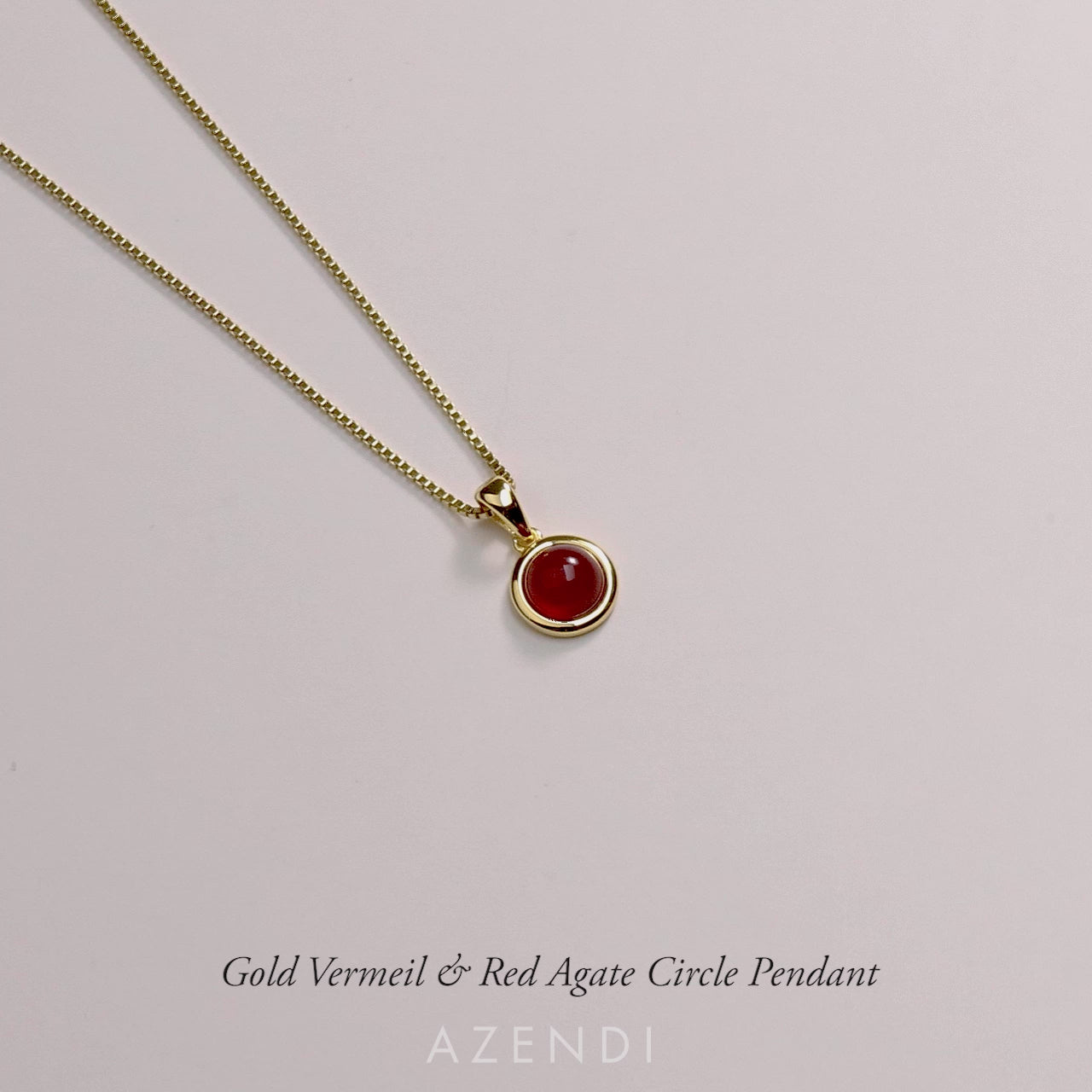 Gold Vermeil & Red Agate Circle Pendant