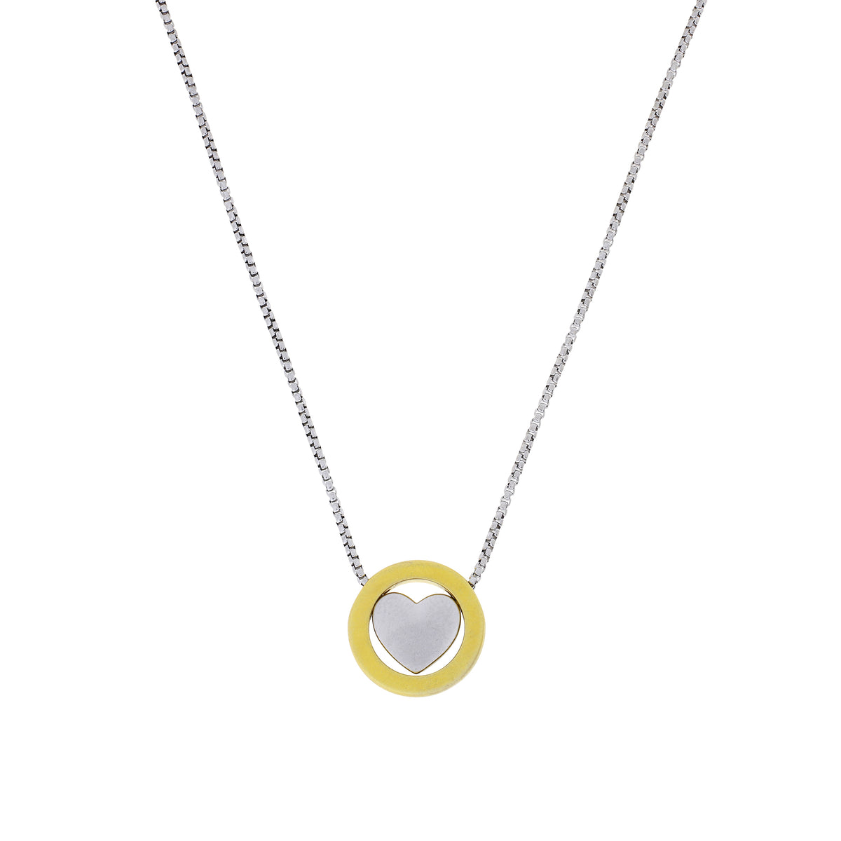EMBRACE SILVER HEART &amp; GOLD HALO NECKLACE
