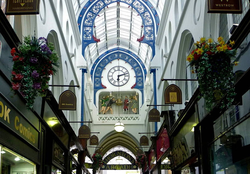 The Ivanhoe Clock in Thornton's Arcade in Leeds