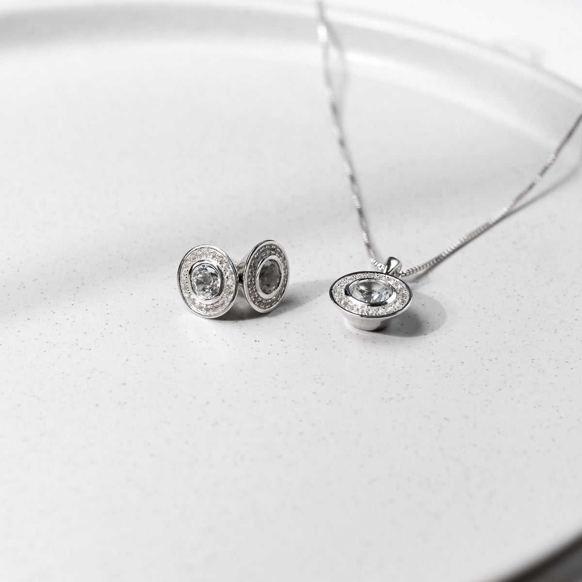 White Topaz Stud Earrings in Sterling Silver