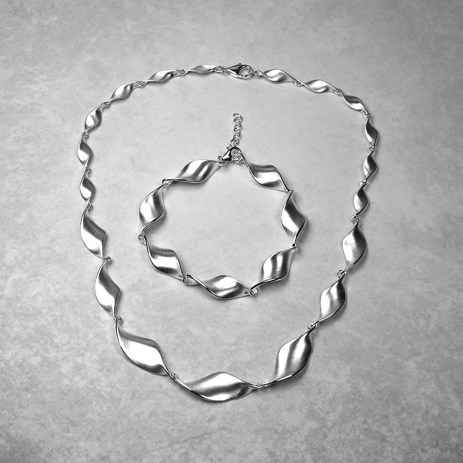 Silver Satin Twist Necklace