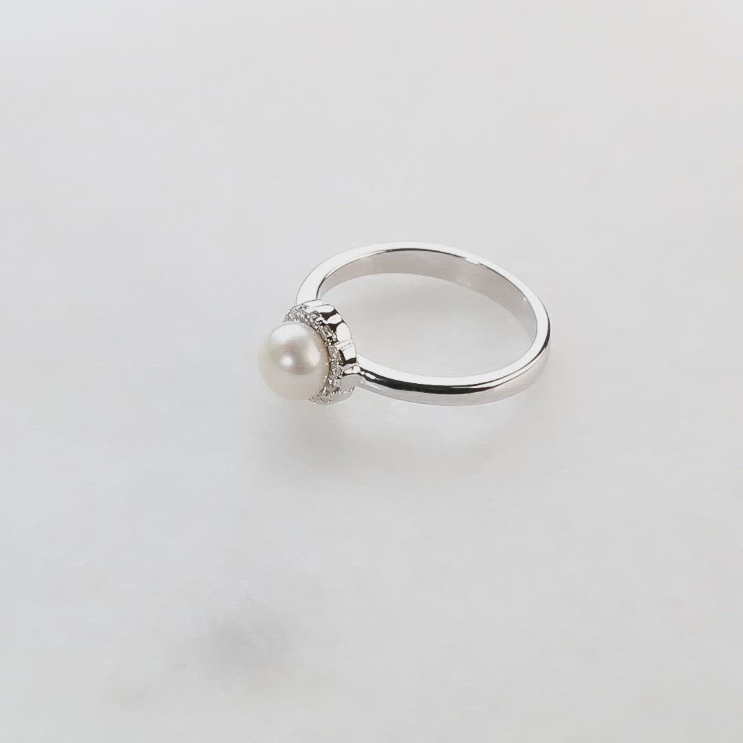 Freshwater Pearl and CZ Ring