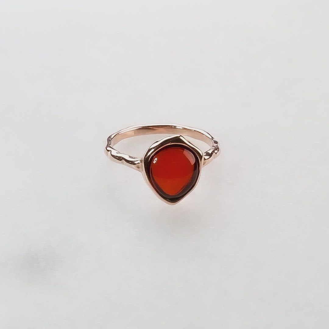 Northern Lights Baltic Amber Ring in Rose Gold Vermeil