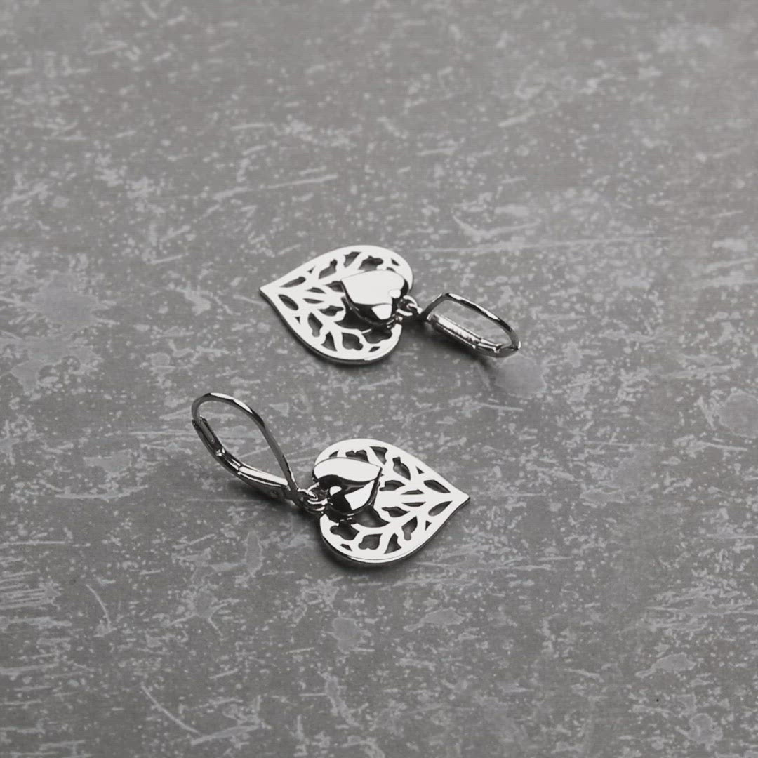 Silver Heart of Yorkshire Double Drop Earring