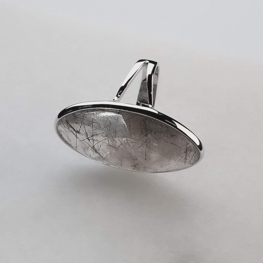 Silver and Rutile Quartz Stone Ring