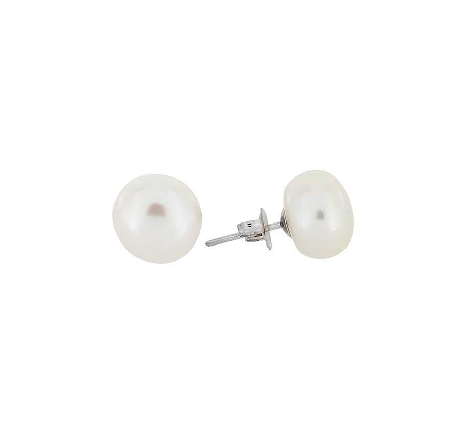 White Pearl Sterling Silver Stud Earrings