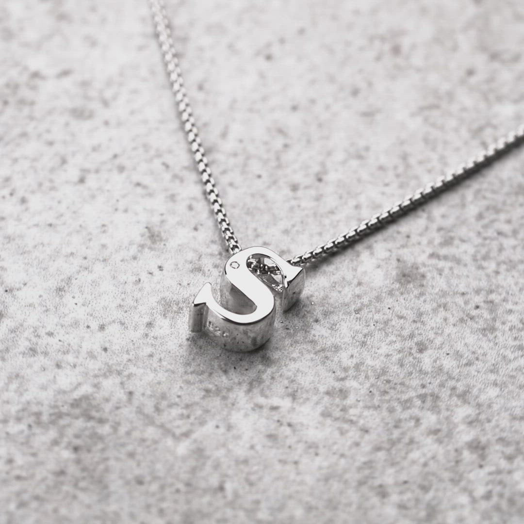 Letter S Silver Diamond Pendant