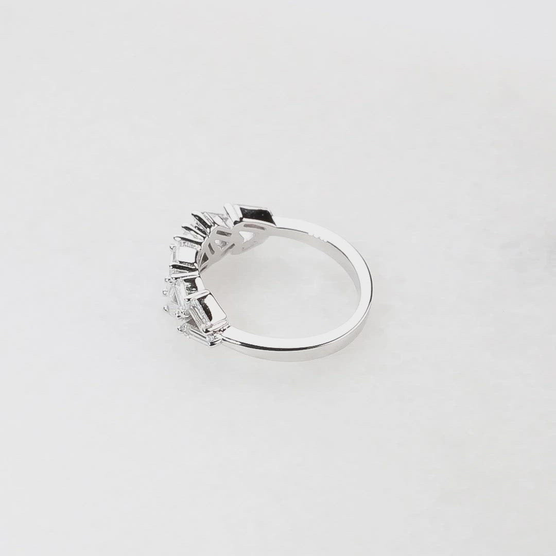 Silver & Clustered Baguette Stones Ring