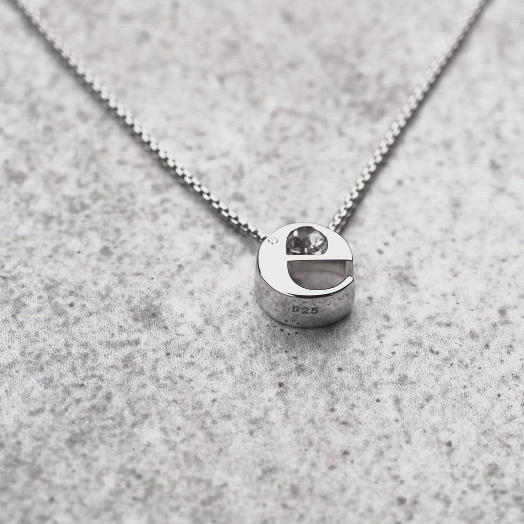 Letter E Silver Diamond Pendant