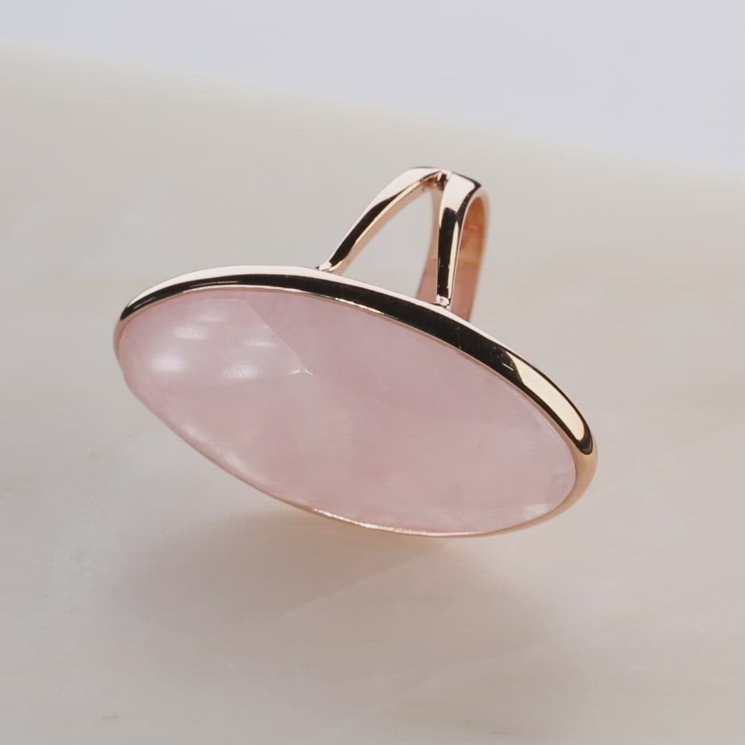 Rose Quartz & Rose Gold Vermeil Stone Ring