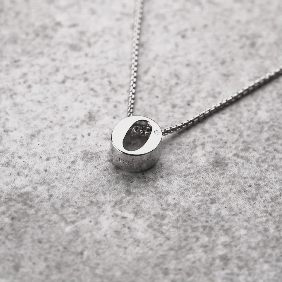 Letter O Silver Diamond Pendant