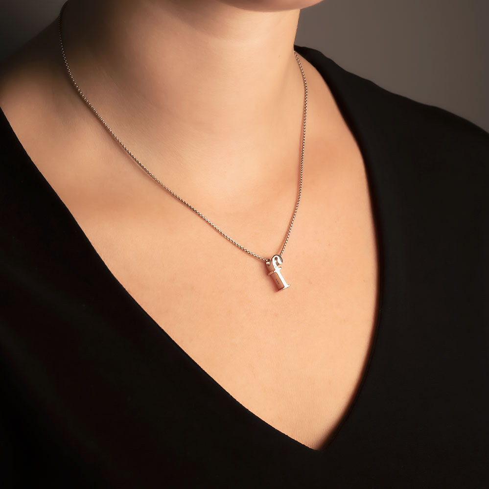 Letter F Silver Diamond Pendant