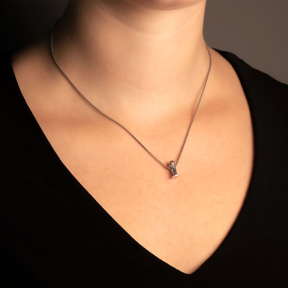 Letter I Silver Diamond Pendant