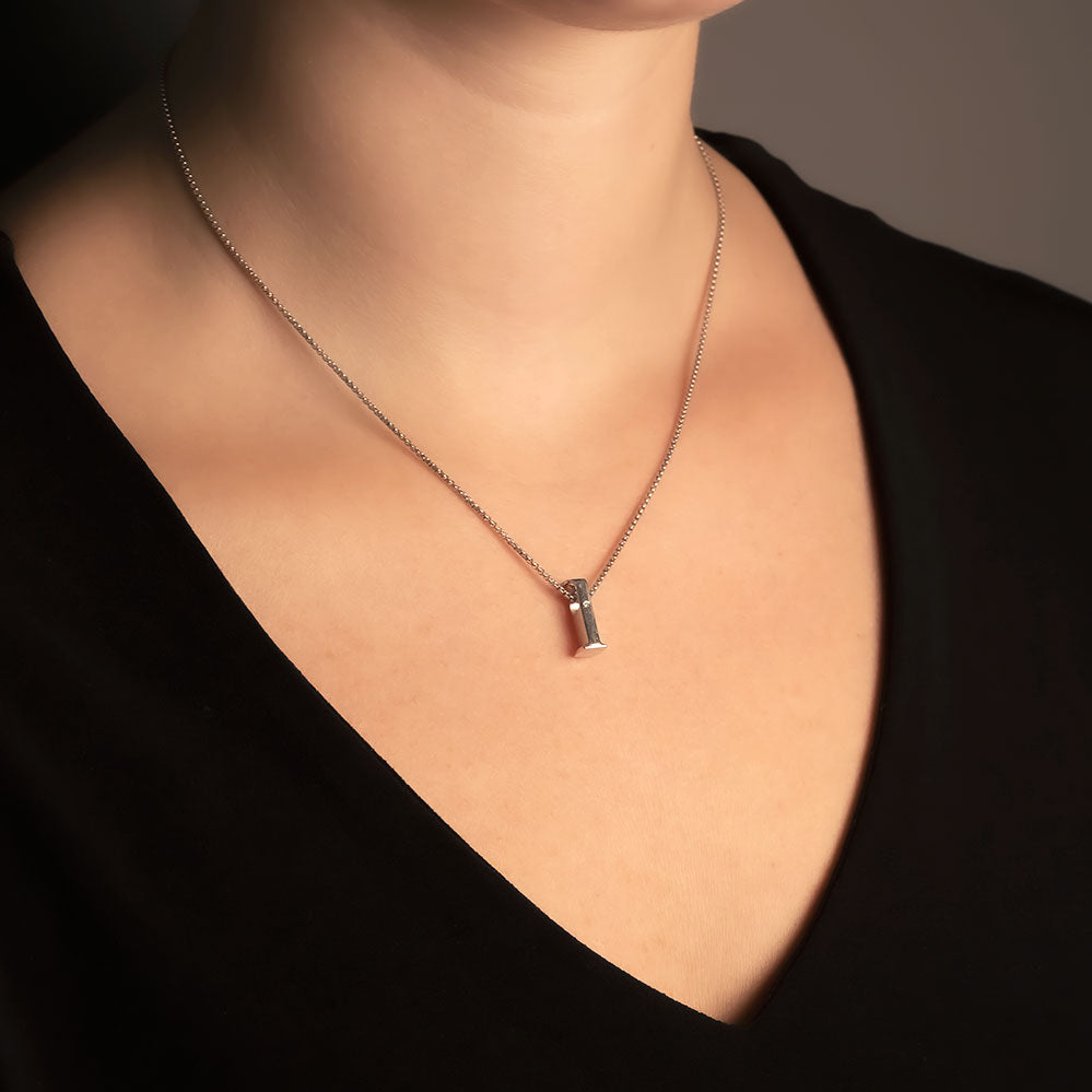 Letter L Silver Diamond Pendant