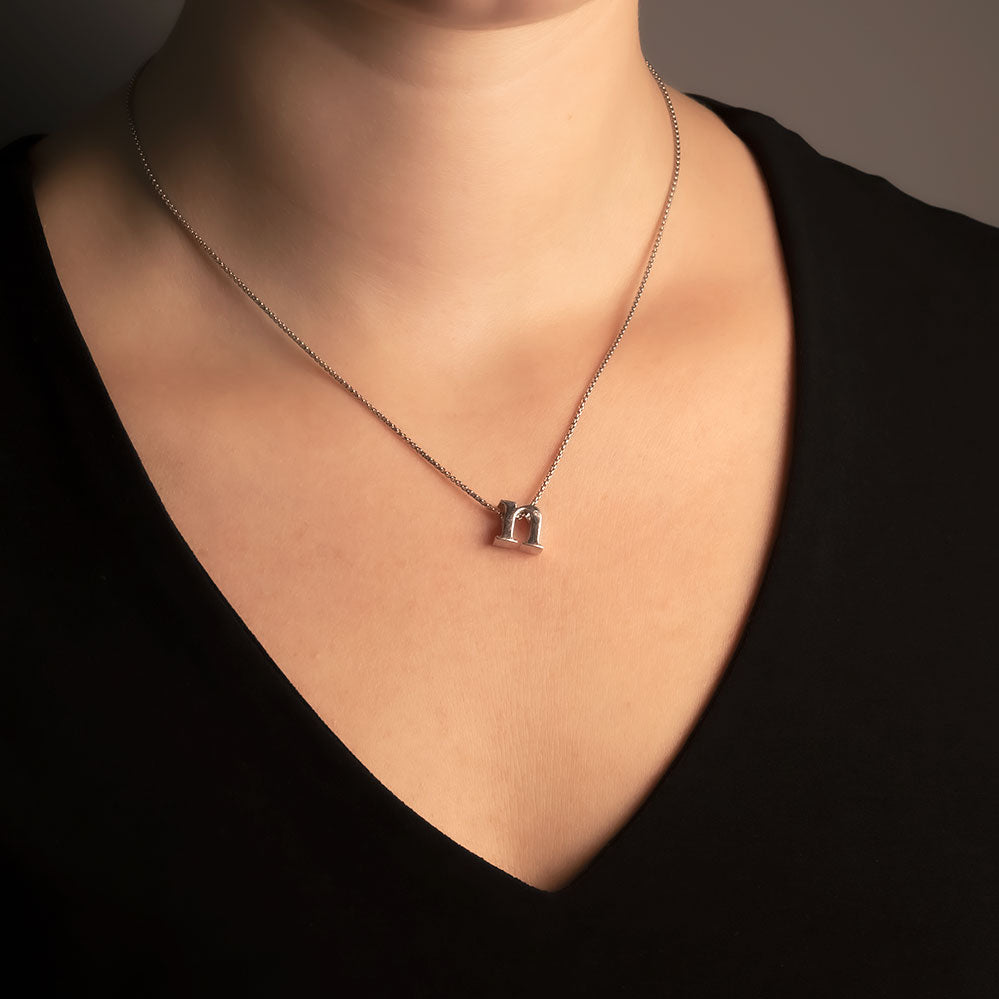 Letter N Silver Diamond Pendant