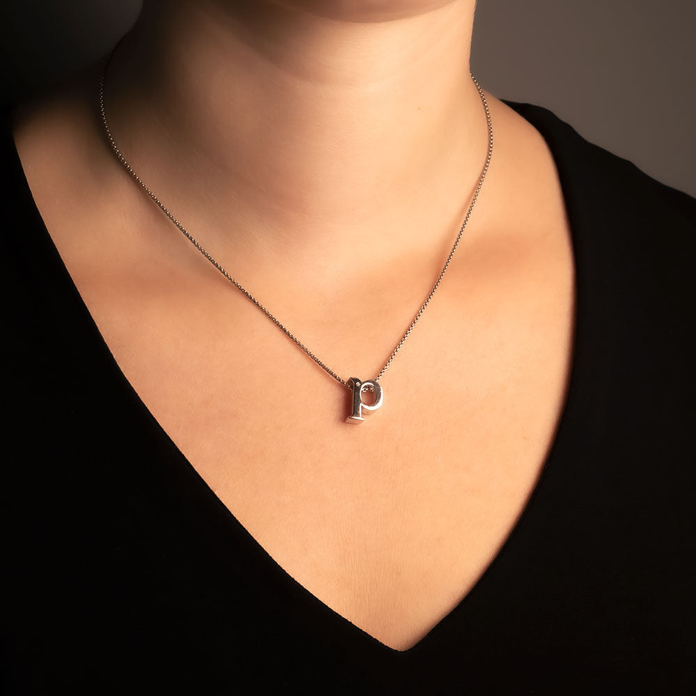 Letter P Silver Diamond Pendant
