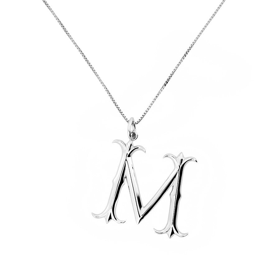 Sterling silver letter m on sale necklace