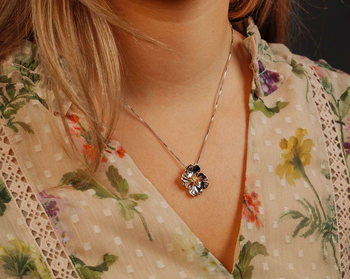 Primrose February Birthday Flower Pendant