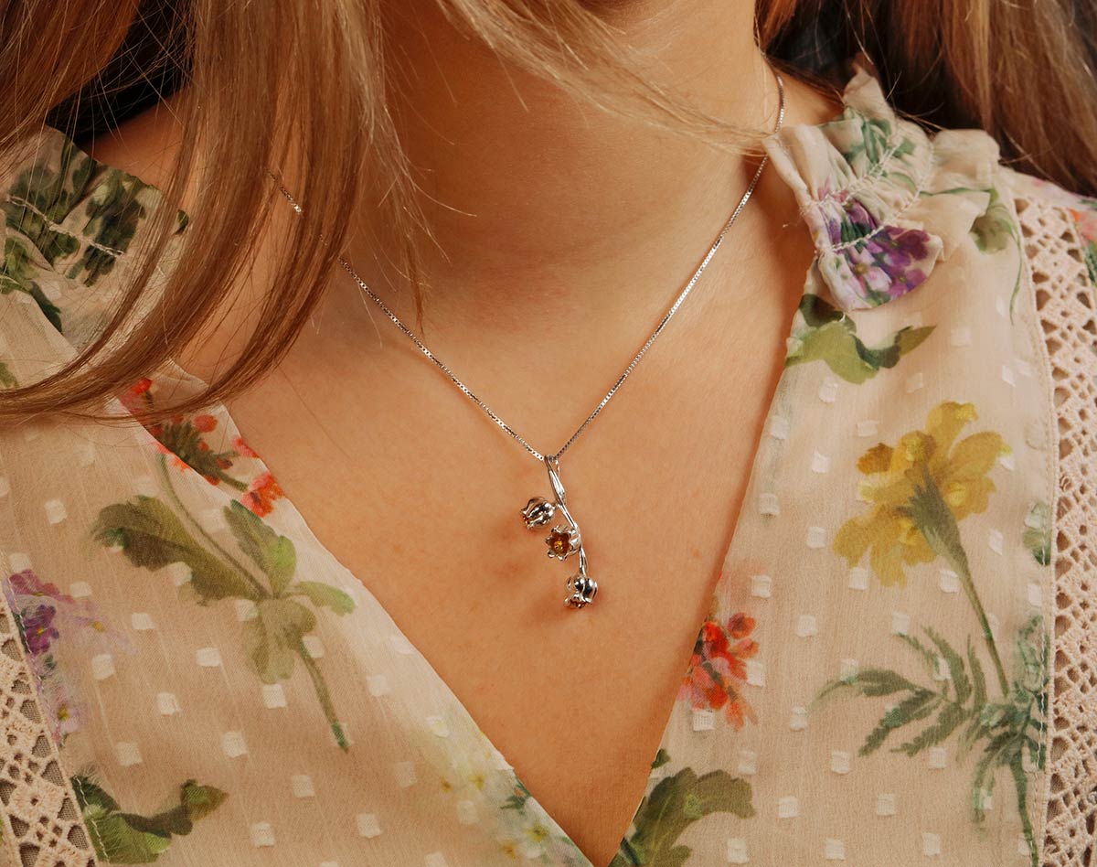 Lily of the Valley May Birthday Flower Pendant