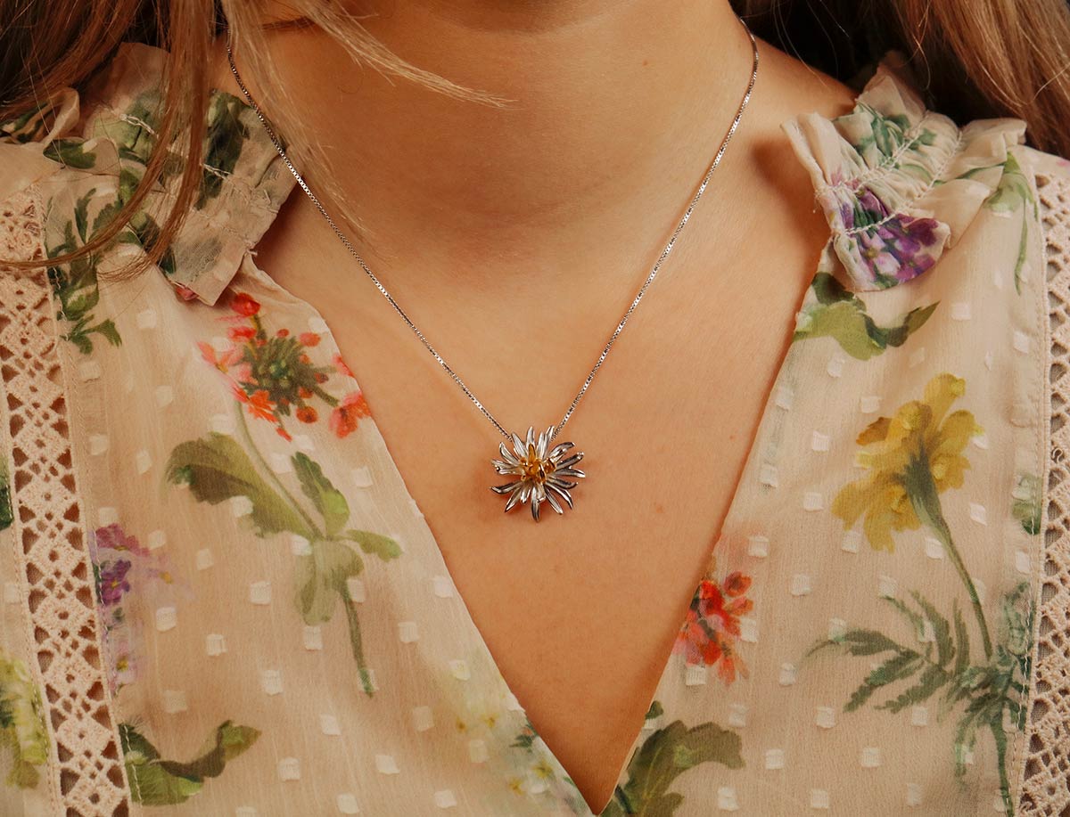 Chrysanthemum November Birthday Flower Pendant