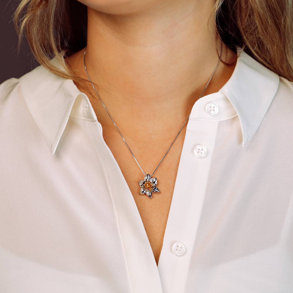 Narcissus December Birthday Flower Pendant