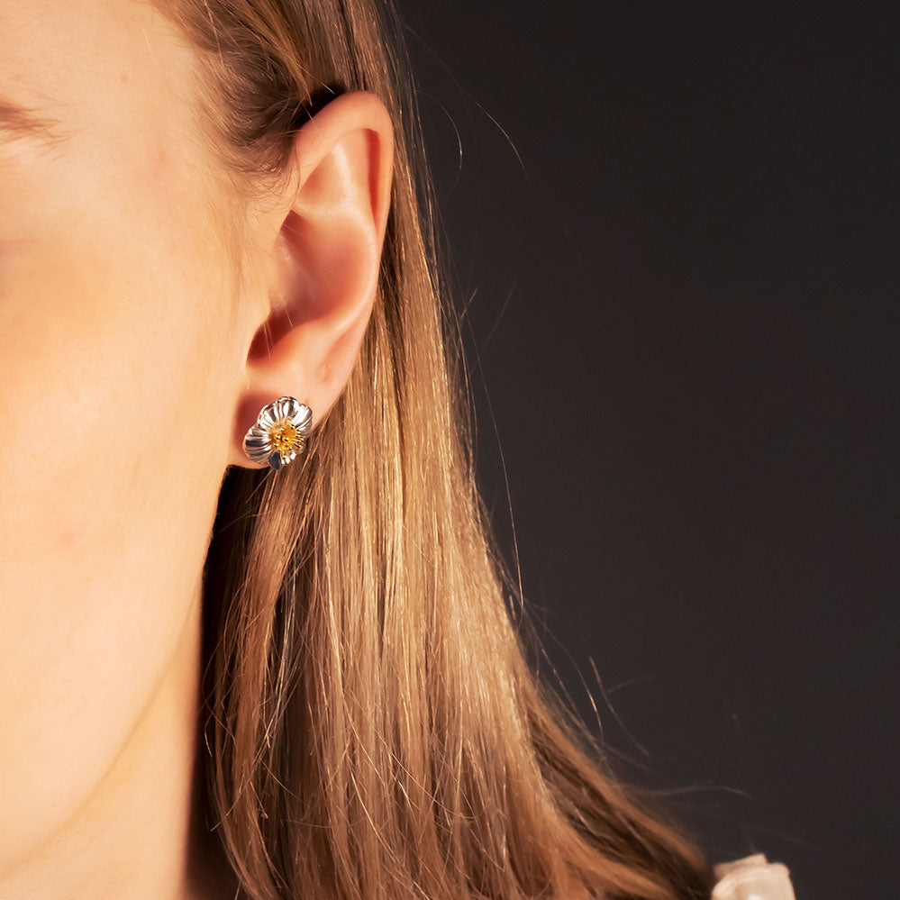 Poppy August Birthday Flower Earrings