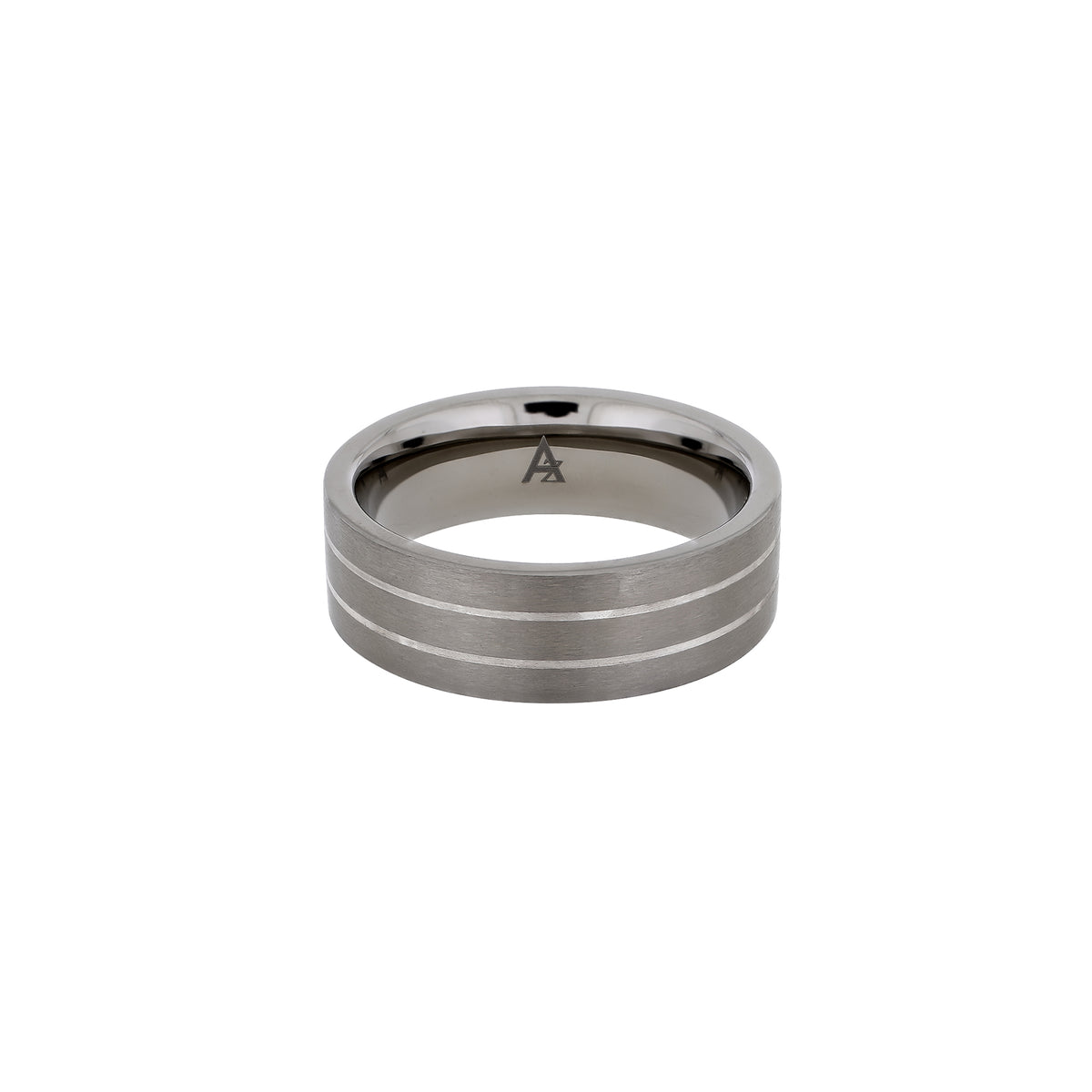 Titanium &amp; Slim Silver Stripes Ring