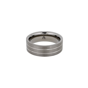 Titanium & Slim Silver Stripes Ring